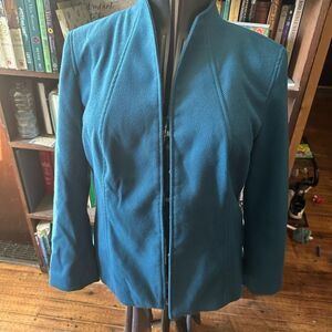 Chicos elevated basic blue collarless 2/L business casual blazer